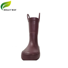 Brown Color Kids' Rubber Rain Boots With Handle